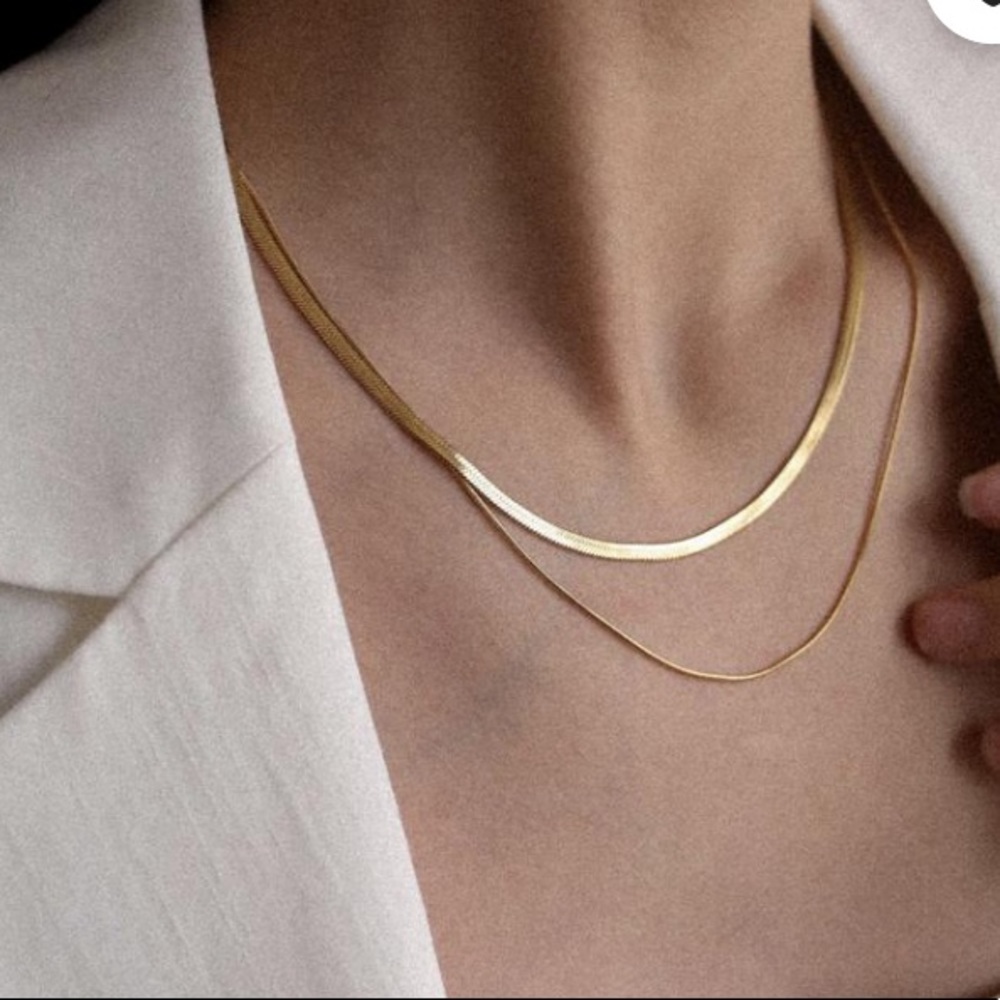 18K gold plated double layered necklace - Picture 3 of 3